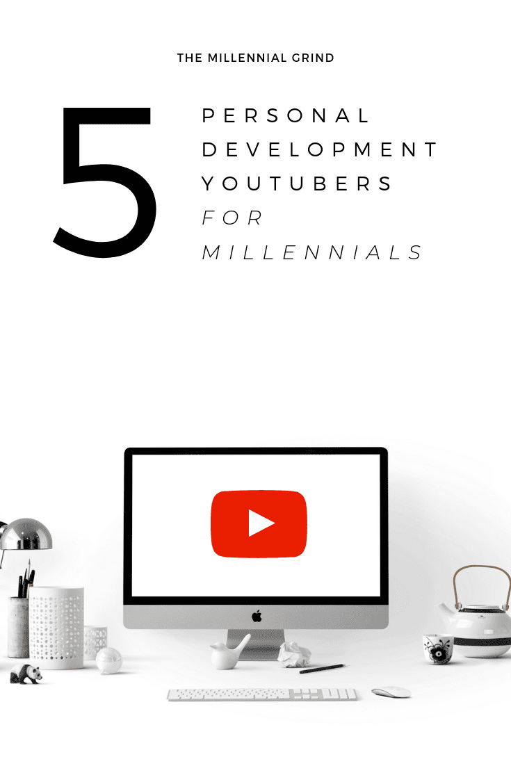 top 5 personal development youtubers with computer monitor and youtube screen
