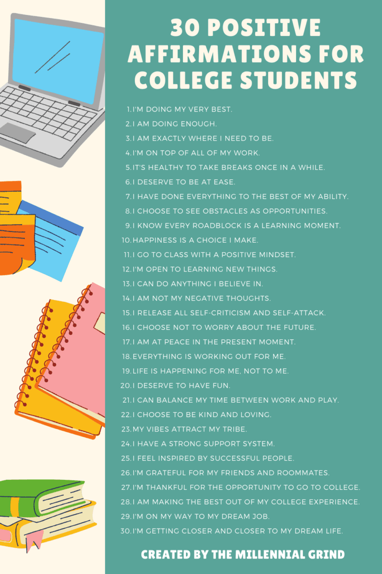 30 Positive Affirmations For College Students | The Millennial Grind