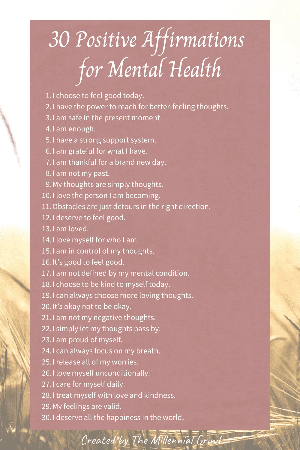 30 Positive Affirmations For Mental Health
