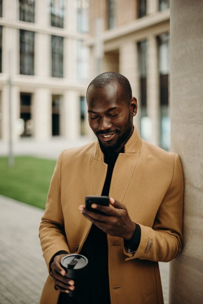 man using smartphone