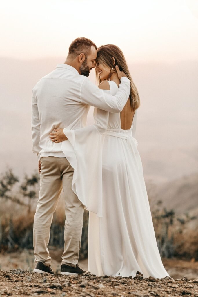 man and woman hugging