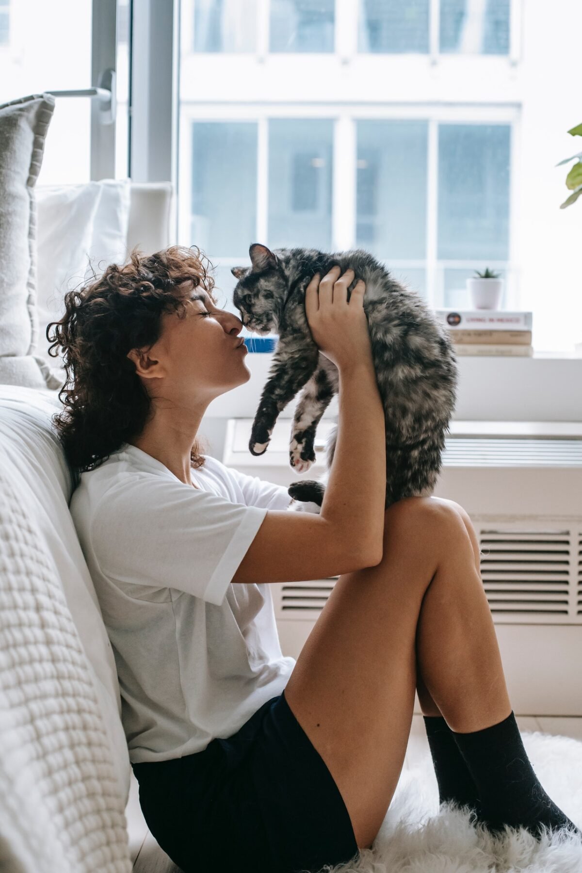 woman with cat